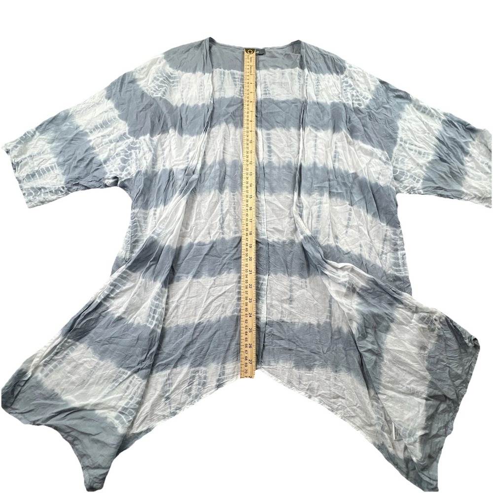 Neiman Marcus XL Gray White Tie Dye Viscose‎ Open Front Kimono Cardigan